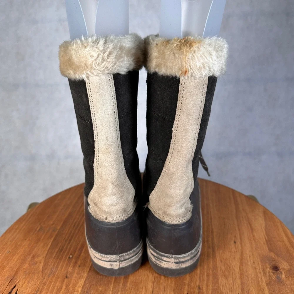 Polar Edge Winter Snow Boots Women Size 9 Brown Suede Faux Fur Good Waterproof